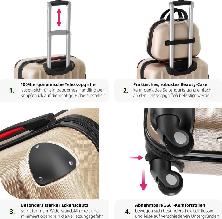 Image du produit tectake Set de valises Valises Trolley Set Trolleys Hardcase Trolley (90 l, L (90 - 115l))