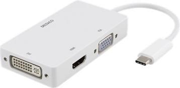 Produktbild Deltaco USBC-HDMI15 video cable adapter USB Type-C DVI-D + VGA (D-Sub) + HDMI White (USB Typ-C, DVI, HDMI, VGA)