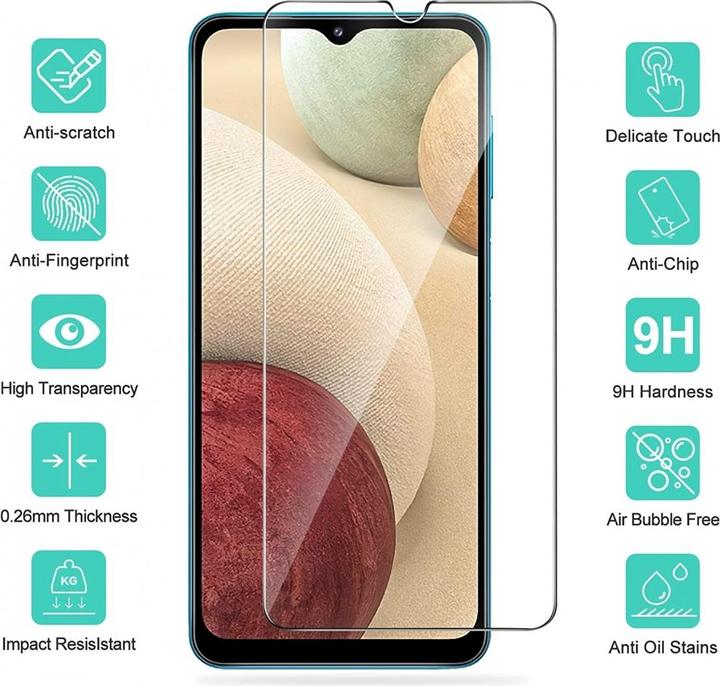 Produktbild Screenguard Samsung Galaxy A12 Panzerglas Schutzfolie Case Friendly Design (1 Stück, Samsung Galaxy A12)
