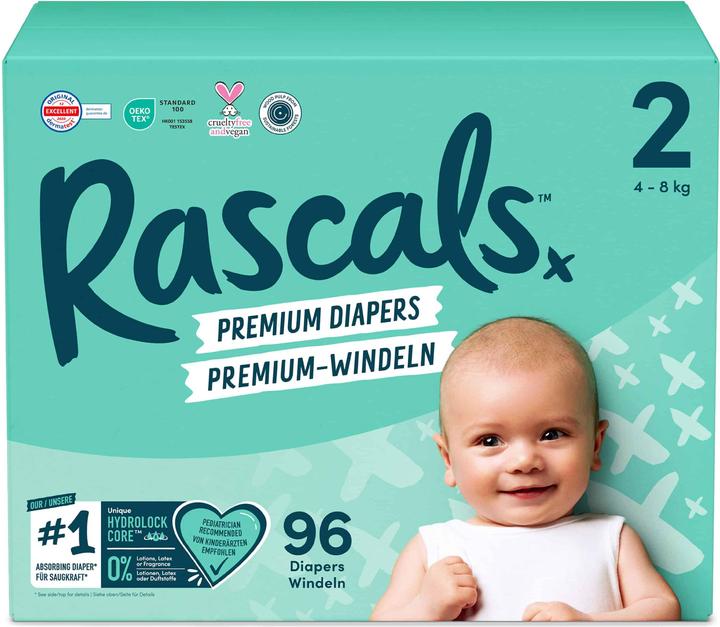 Image du produit Rascals Couches premium (Taille 2, Pack mensuel, 96 pièce(s))