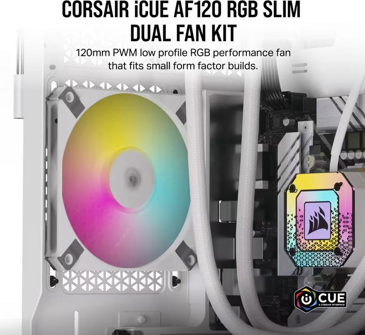 Produktbild Corsair iCUE AF120 RGB Slim 2er wh 120mm CO-9050165-WW (120 mm, 2 x)