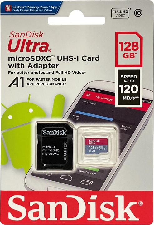 Image du produit SanDisk Ultra A1 (128 Go, microSDXC, U1, UHS-I)