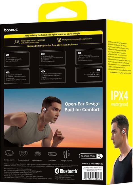 Produktbild Baseus Eli Fit Open- Ear Headset Drahtlose Konnektivität/Musik USB Typ-C Bluetooth Weiss (7.50 h, Kabellos)