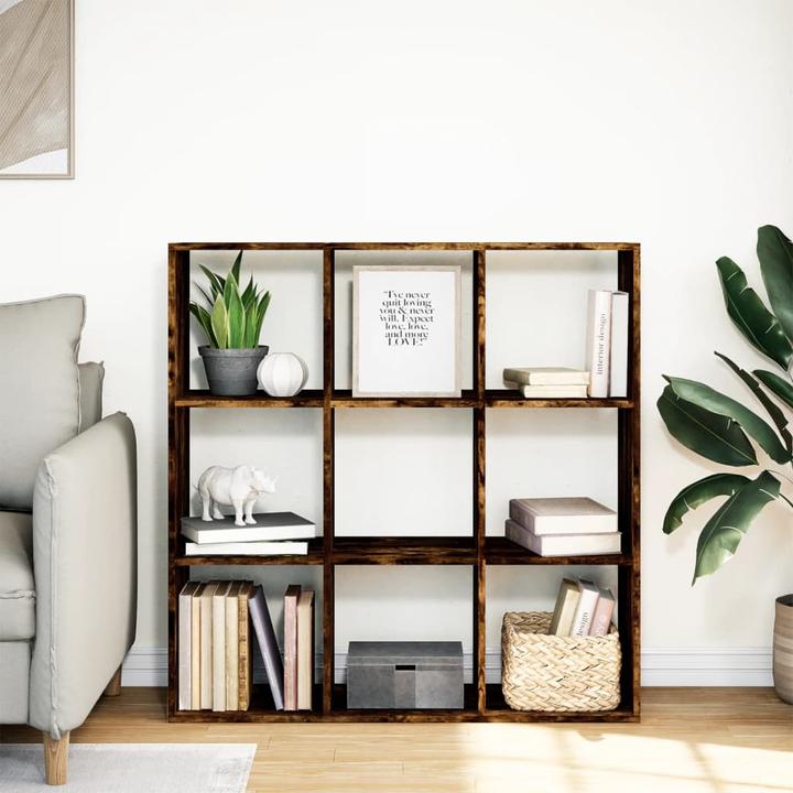 Image du produit VidaXL Séparation de pièce Bibliothèque Étagère sur pied Étagère de bureau Étagère cubique Chêne fumé (102 x 29 x 103.5 cm)