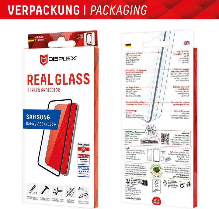Actual product image Displex Premium Glass, Full Cover armoured glass (1 Piece, Samsung Galaxy S22 5G, Samsung Galaxy S23+)