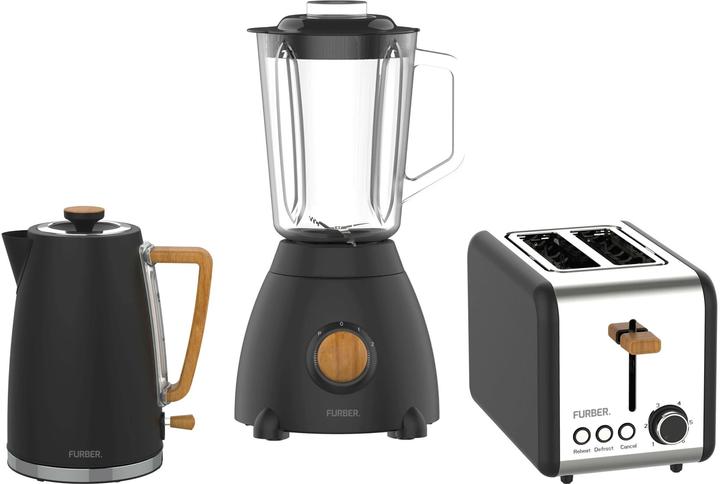 Produktbild Furber Wasserkocher, Standmixer und Toaster Set, Schwarz matt