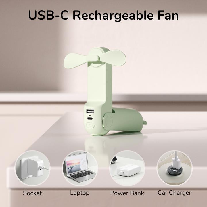 Actual product image Jisulife Handheld Fan Life8 green