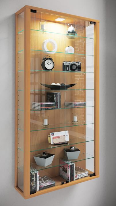 Actual product image VCM Collection wall display case wood glass Vitrosa Maxi (59 x 18 x 114 cm)