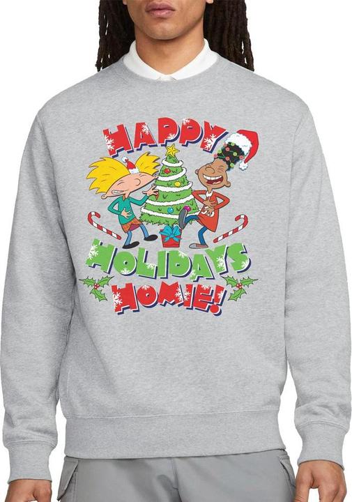 Actual product image Hey Arnold! Unisex Adult Happy Holidays Homie! Arnold & Gerald Christmas Sweatshirt (XL)