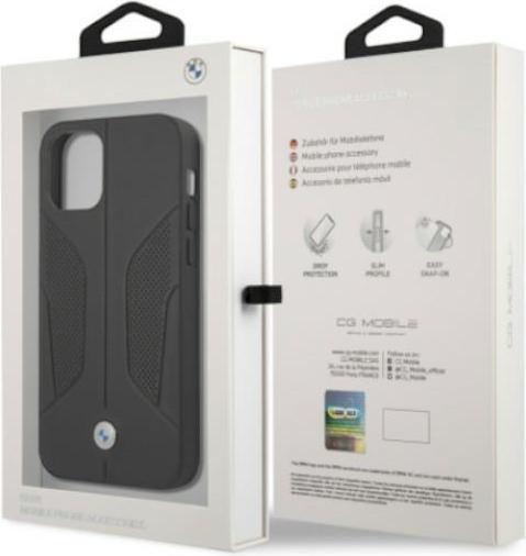 Actual product image BMW Case BMHCP12LRSCSK iPhone 12 Pro Max 6.7" czarny/black hardcase Leather Perforate Sides (Apple iPhone 12 Pro Max)