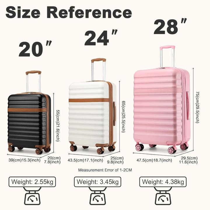 Produktbild Kono 3-teiliges Hartschalenkoffer-Set mit TSA-Schloss (108 l, Handgepäck (bis 50l), M (50 - 90l), L (90 - 115l))