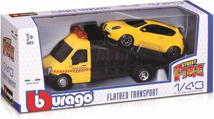 Actual product image Bburago Street Fire Flatbed Transport 1/43 ass.