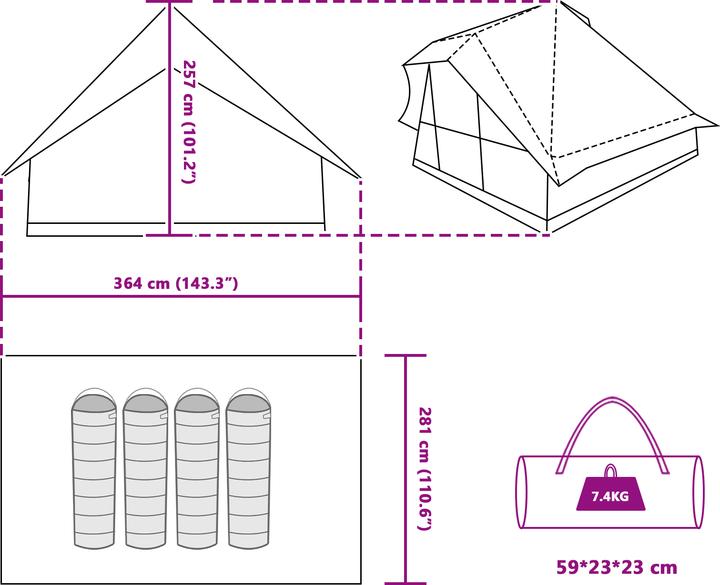 Immagine prodotto VidaXL Tenda famiglia tipi verde 10 persone impermeabile (7.40 kg, 9+ persone)