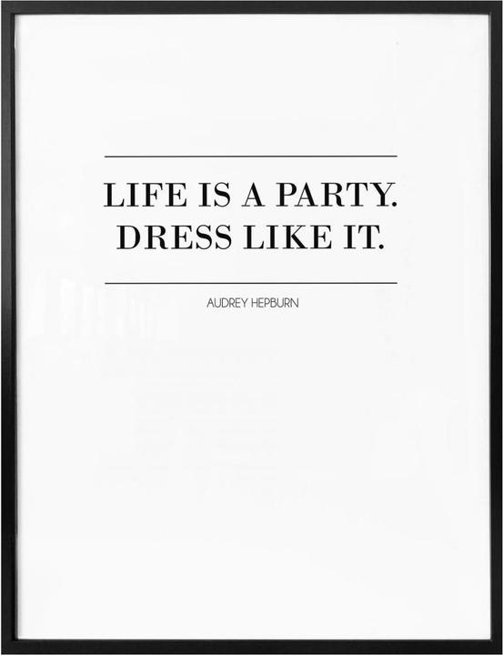Produktbild Trenddeko Audrey Hepburn - Life is a party (60 x 80 cm)