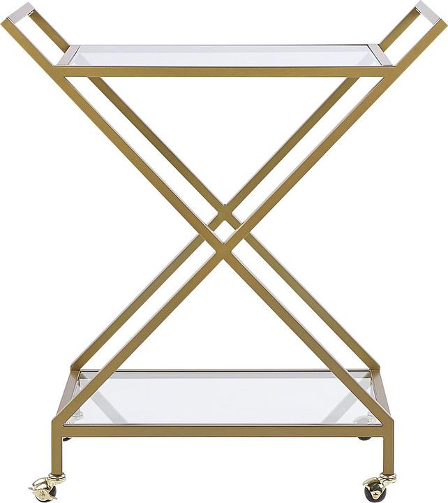 Actual product image Beliani Serving trolley metal / glass gold 2 shelves IVERA