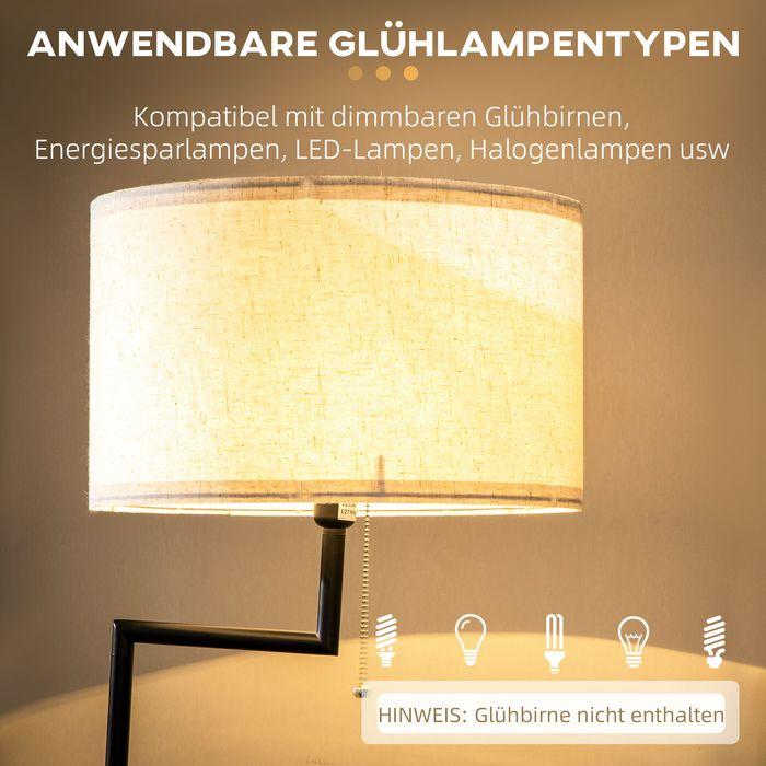 Image du produit Homcom Lampadaire avec un long câble d'alimentation (E27)