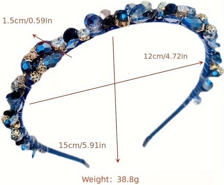 Actual product image Activity Board Vintage elegant zinc alloy headband with crystal accents, handmade sequins