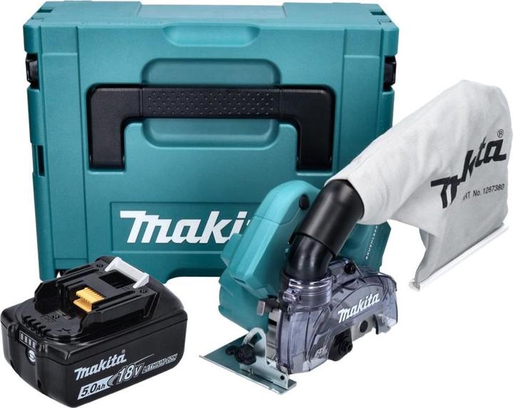 Actual product image Makita DCC 500 T1J cordless diamond cutter 18 V 125 mm brushless + 1x battery 5.0 Ah + Makpac - without (Cut-off machine)
