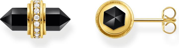 Thomas Sabo Ohrstecker mit schwarzem Onyx Kristall Silber (750 Gelbgold Vergoldung, 925 Sterlingsilber)