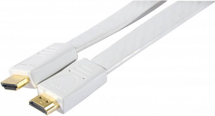 Produktbild Exertis Connect High Speed HDMI Flachkabel, vergoldete Stecker, HDMI St. A / St. A, weiß, 1,8 m Flat white H... (1.80 m, HDMI)