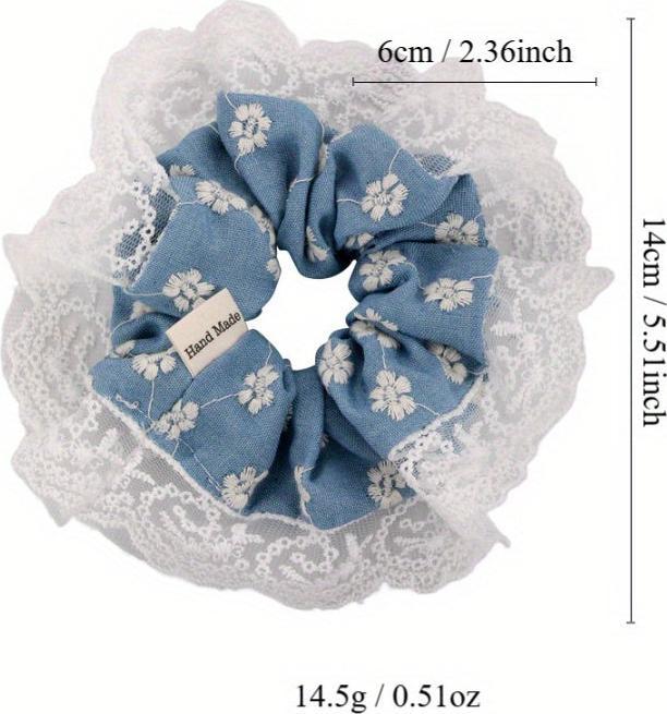 Actual product image Activity Board Elegante florale Stickerei aus Denim und Spitze für das Haar - Jersey Material, Niedlicher Stil