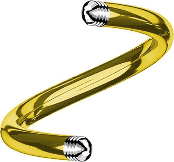 Star Piercing Micro Spiralen-Stab vergoldet (ohne Messing, Chirurgenstahl 316L)