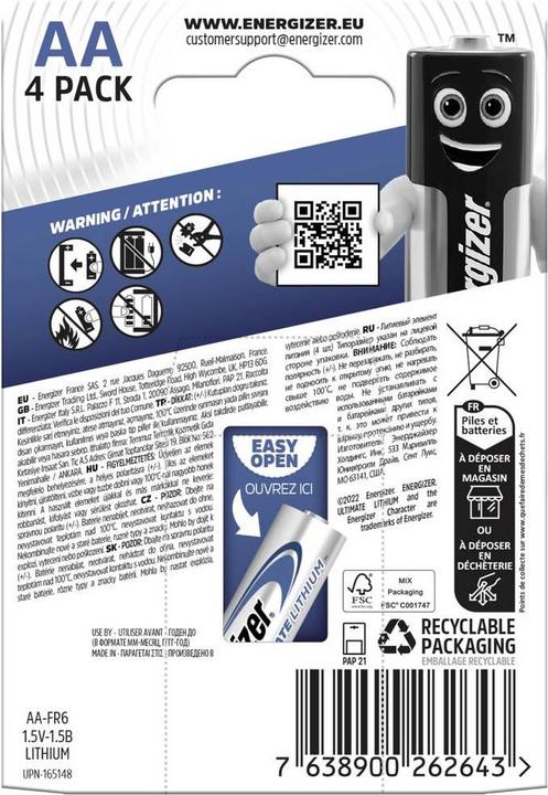 Produktbild Energizer Ultimate Lithium (4 Stk., AA, 3000 mAh)