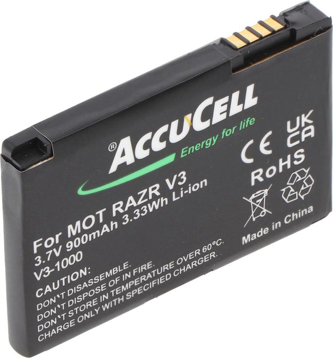 Actual product image AccuCell Battery suitable for Motorola V3 Razr, PEBL SNN5696, BA700