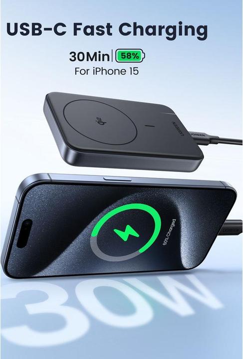 Immagine prodotto Ugreen Magnetic Wireless Power Bank (10000 mAh, 30 W, 37 Wh)