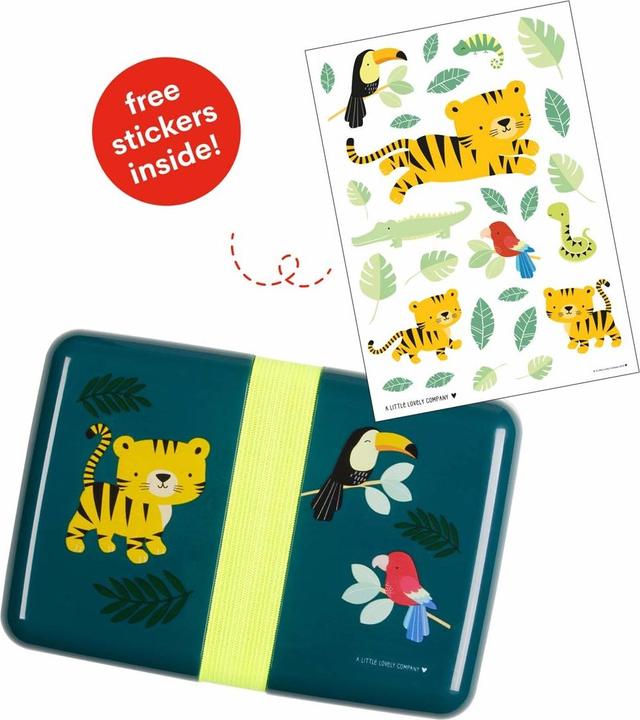 Produktbild A Little Lovely Company Lunchbox Tiger SBJTGR14 petrol 18x6x12cm