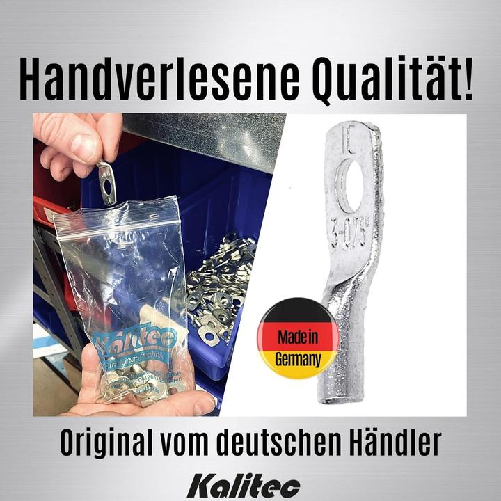Produktbild Kalitec 10 Stück HR05-3 Handelsübliche Rohrkabelschuhe 0,5-0,75mm² M3 I ohne Sichtloch I Industriequ