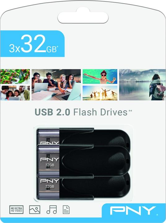 PNY USB Drive Attaché 4 32GB FD32GATT4 USB 2.0 triple pack (32 GB, USB-A)