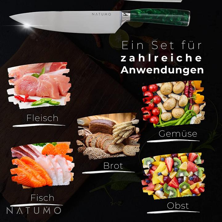 Actual product image Natumo Kitchen knife set 9 pieces in purple