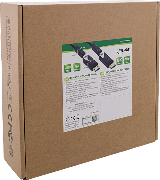 Produktbild InLine DisplayPort 1.4 AOC Kabel, 8K4K, DisplayPort Stecker abnehmbar, 10m (10 m, DisplayPort)