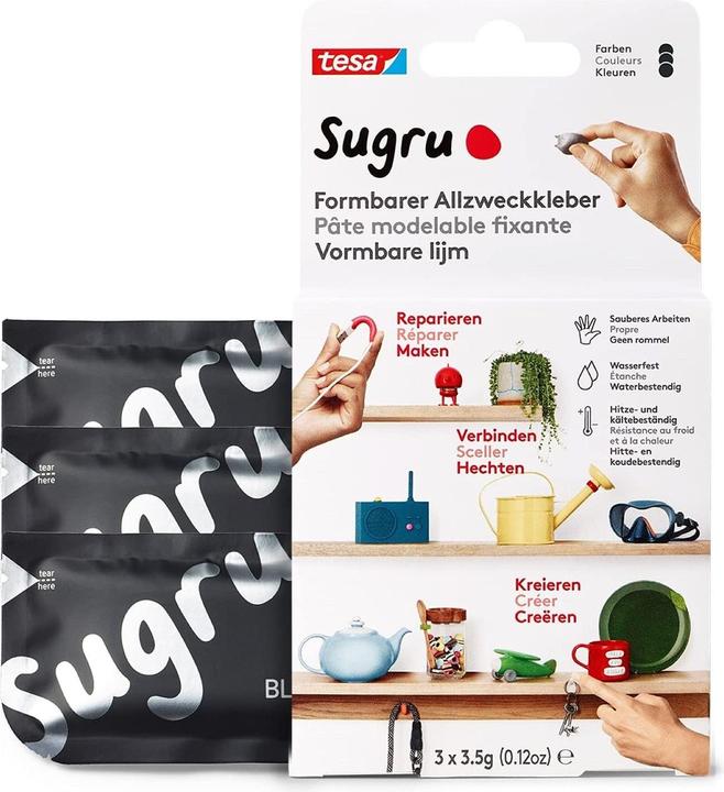 Sugru by tesa Sugru 3x Formbarer Allzweckkleber, vielseitige Klebeknete zum Dekorieren, Kleben & Reparieren (10.50 g)