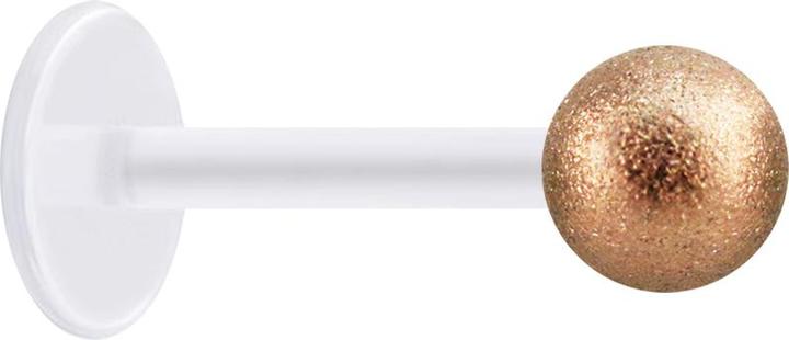 Star Piercing Micro Labret transparent mit Kugel rosegold gesprenkelt (Chirurgenstahl 316L, ohne Messing, Bioflex)