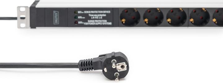 Produktbild Digitus Steckdosenleiste mit Aluminiumprofil und Überspannungsschutz, integrierter Netzfilter, 6-fach Schutz (6 x, CEE 7/3, 2 m)