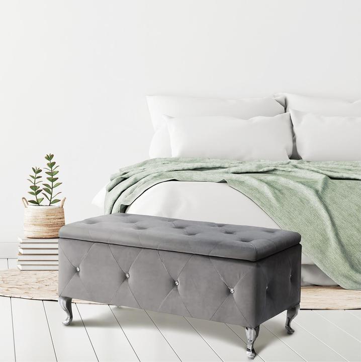 Produktbild HTI-Living Gepolsterte Sitzbank mit Truhe Grau (96 cm)
