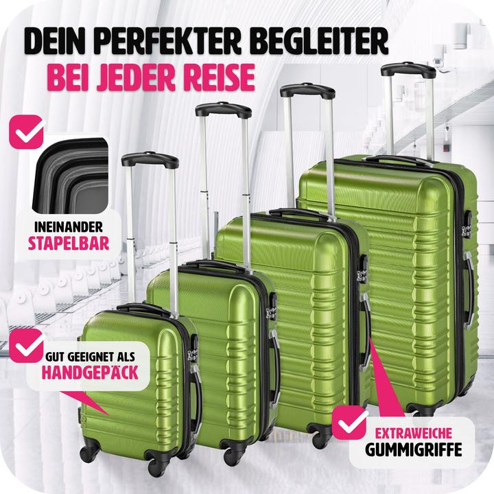 Immagine prodotto tectake Set di valigie rigide (106 l, Bagaglio a mano (fino a 50 litri), M (50 - 90l), L (90 - 115l))
