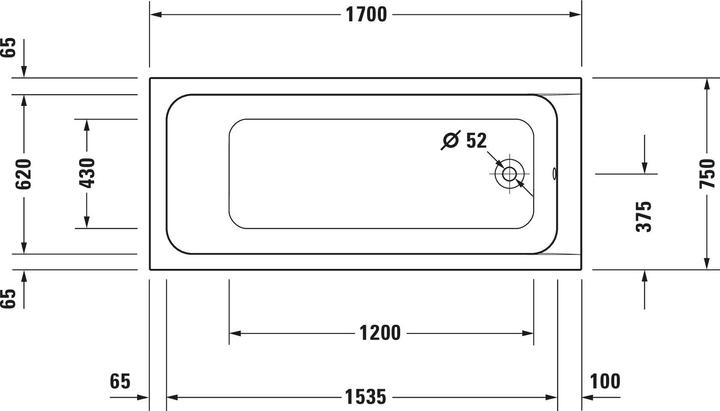 Image du produit Duravit Baignoire rectangulaire pour hydromassage D-CODE 120 l 170x75 we 1 RS Jet Project (120 l, 170 cm, 75 cm)