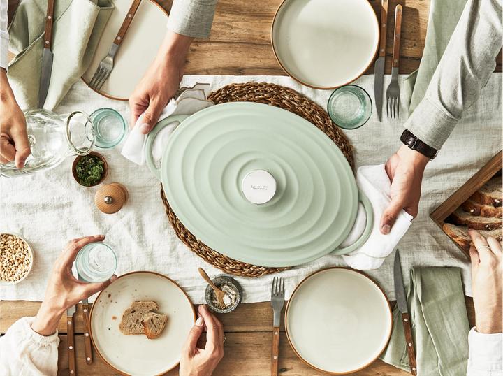 Productafbeelding Tefal LOV Gietijzeren Ovale Braadpan 34cm Lichtgroen (34 cm, Braadpan + kasserol, Steelpan, Gietijzer)