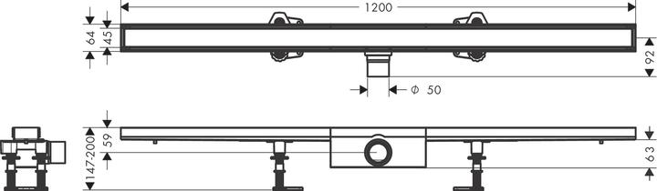 Actual product image hansgrohe HG RainDrain Compact complete shower channel set 1200mm (1200 mm)