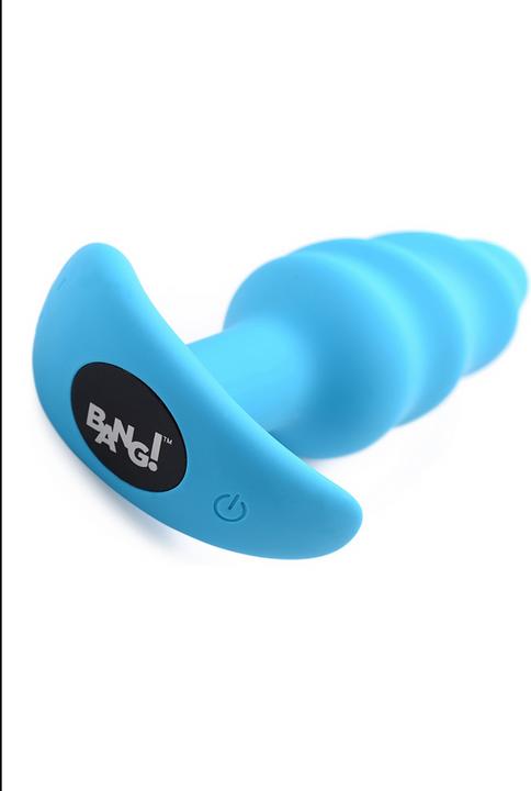 Actual product image XR Brands 21X Vibrating Silicone Swirl Butt Plug with Remote