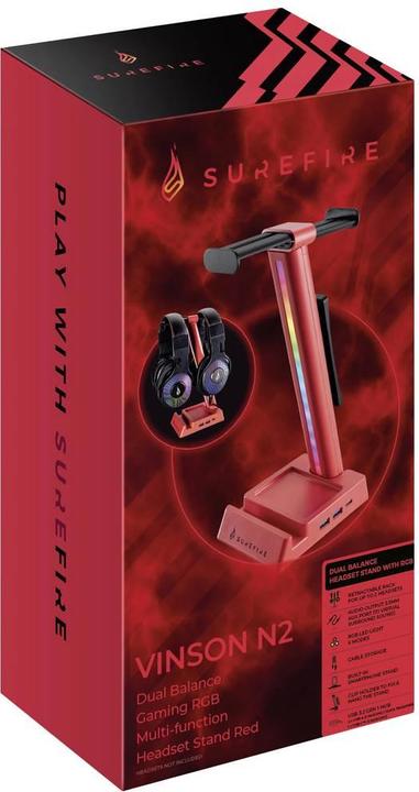 Produktbild Verbatim Vinson N2 Headsetstandhub Red Dualbalance Gaming Headset Hub