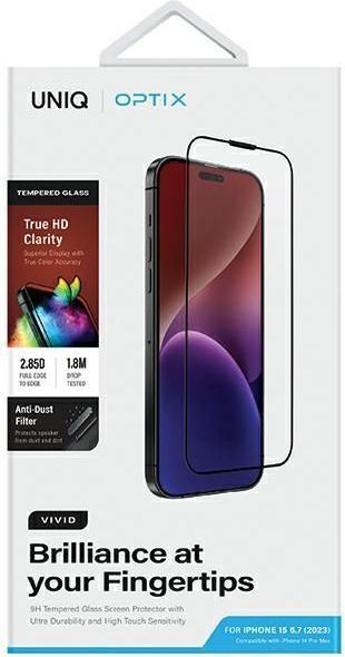 Produktbild Uniq Optix Vivid iPhone 15 Plus 6.7" clear szkło hartowane z aplikatorem (1 Stück, Apple iPhone 15 Plus)
