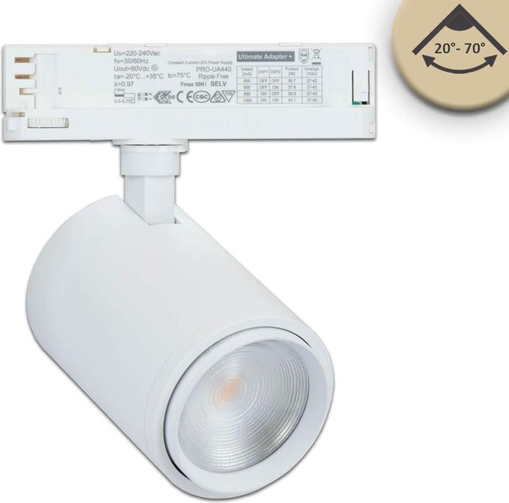 Actual product image Isoled 3-PH track spotlight focusable, 34W, 20°-70°, white matt, Bread 2700K