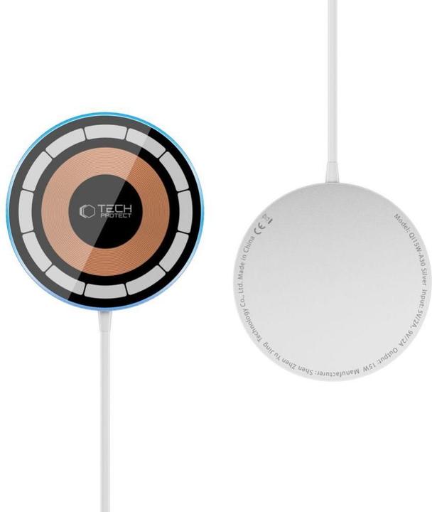 Produktbild Tech-Protect QI15W-A30 inductive charger with MagSafe with USB-C cable - silver (15 W)