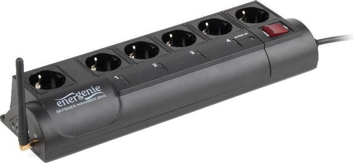 Energenie EG-SMS - 4 AC-Ausgänge - Typ F - 220-230 V - 50 - 60 Hz - 10 A - Schwarz (6 x, CEE 7/3, 1.80 m)