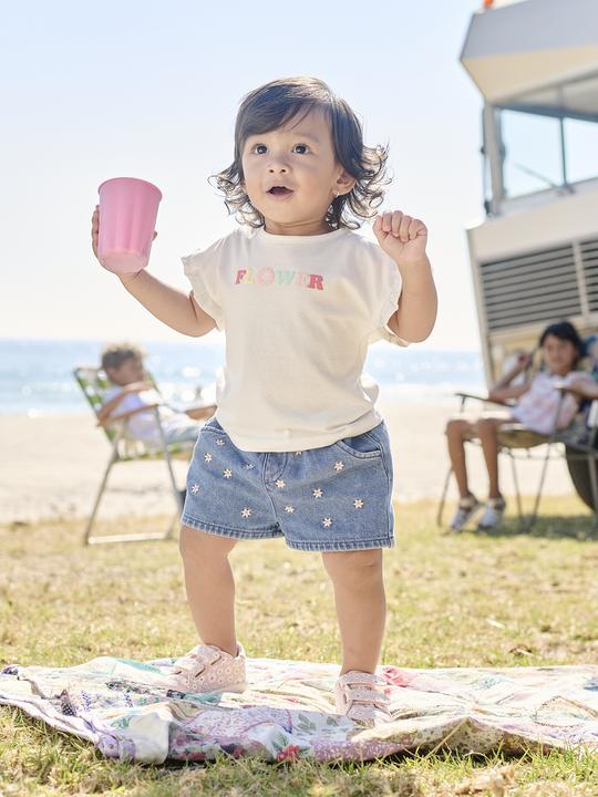 Image du produit Vertbaudet Short en jean bébé avec broderie florale (68)
