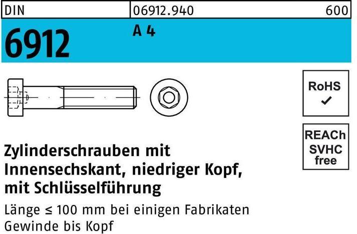 Produktbild Zylinderschraube DIN 6912 m.Innensechskant M 8 x 90 A 4 (50 Schrauben pro Stück)